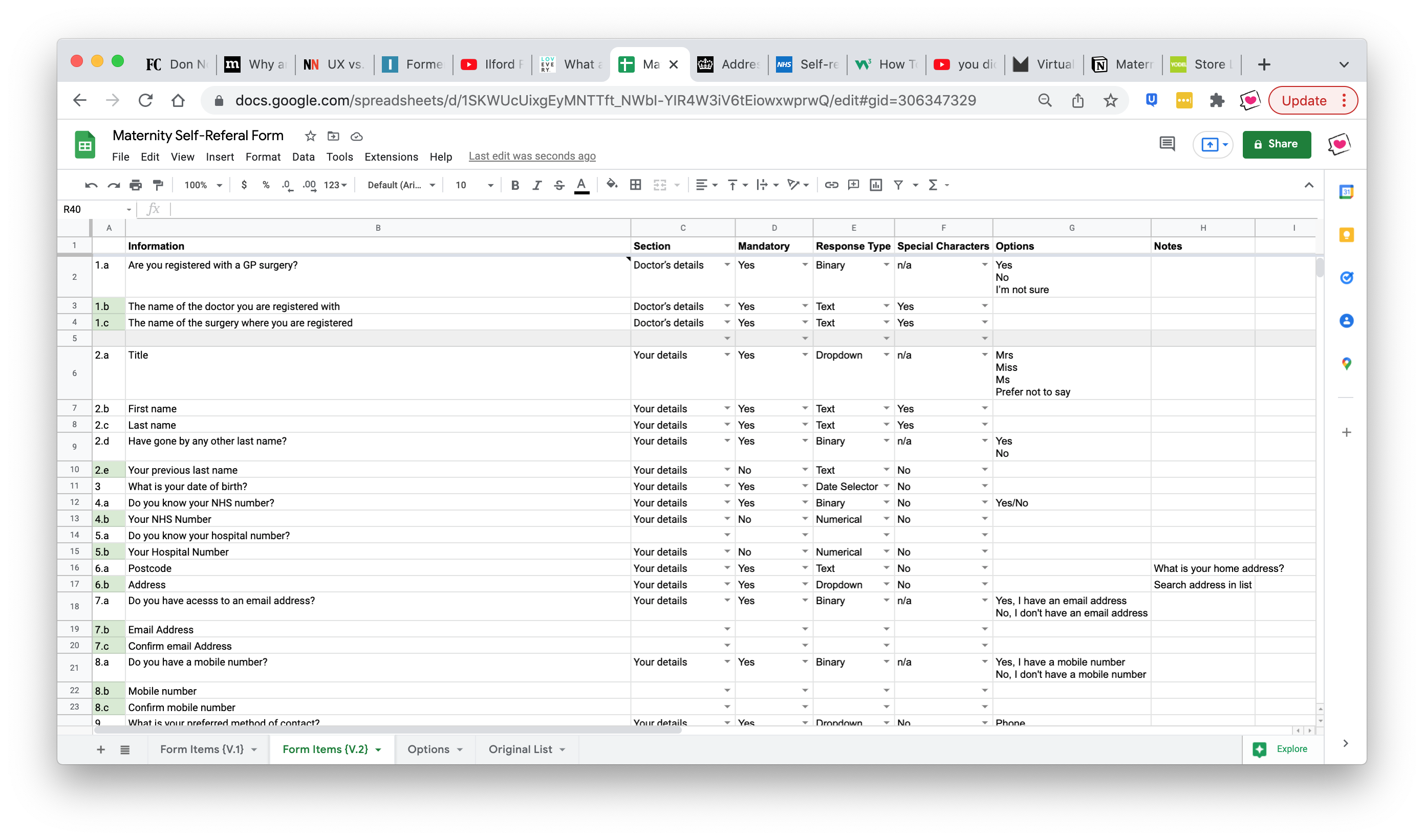 New standarised questions with break down of order